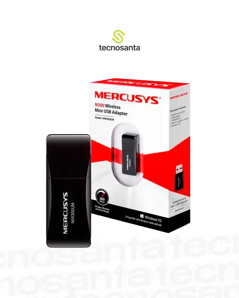 ADAPTADOR INALAMBRICO MERCUSYS MW300UM - NANO USB - 300MBPS