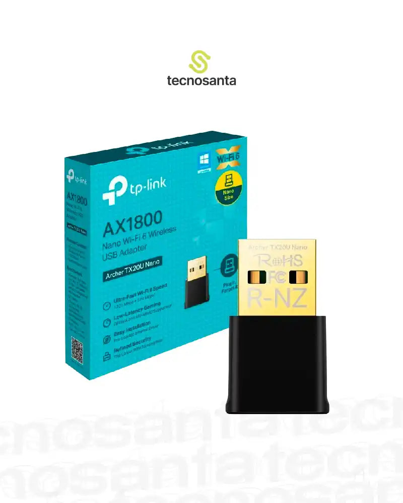 ADAPTADOR INALAMBRICO NANO USB TP-LINK ARCHER TX20U NANO - AX1800 - DOBLE BANDA - WIFI 6