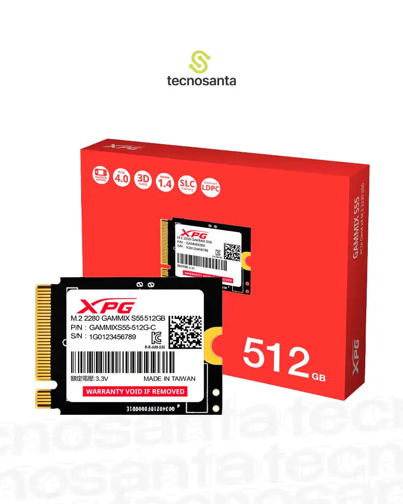 DISCO DE ESTADO SOLIDO XPG GAMMIX S55 - 512GB - M.2 PCI NVME 4X4 - 2230 - 5000MB/S - 3700MB/S