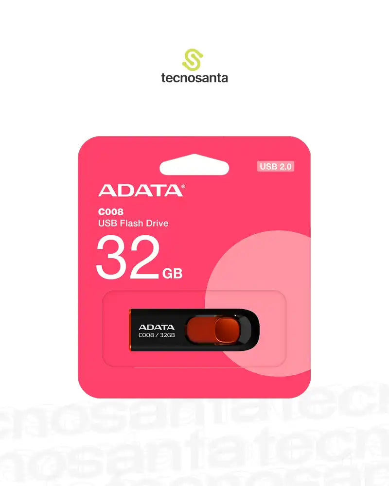MEMORIA USB ADATA C008 2,0 - 32GB - NEGRA - RETRACTIL