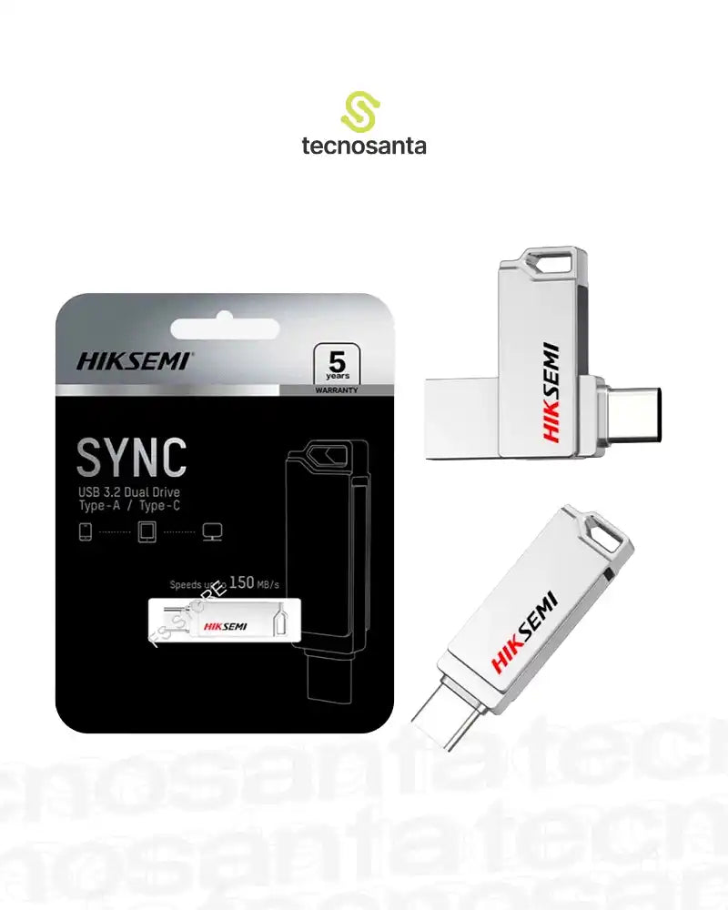MEMORIA USB HIKVISION E307C DUAL SLIM - 256GB - CONECTOR USB A Y USB C - METALICA - SILVER