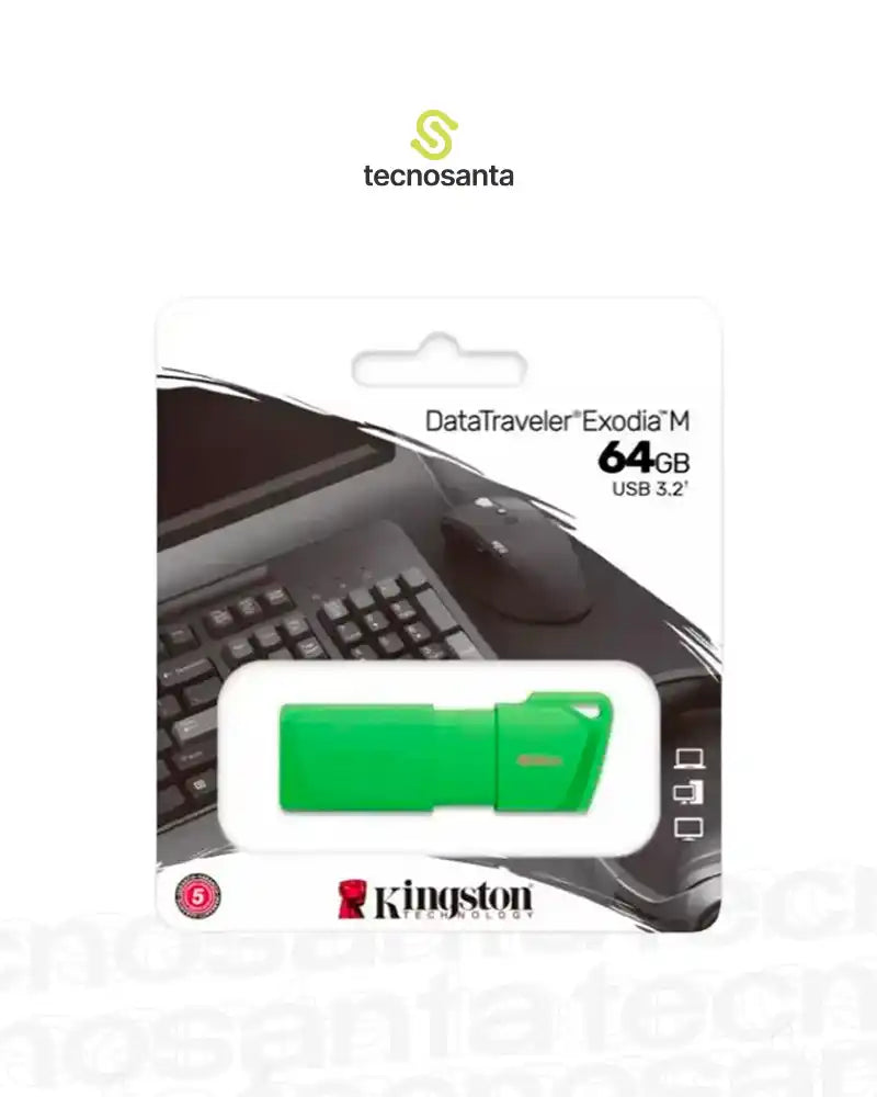 MEMORIA USB KINGSTON DATATRAVELER 3.2 DTX EXODIA- 64GB - VERDE NEON