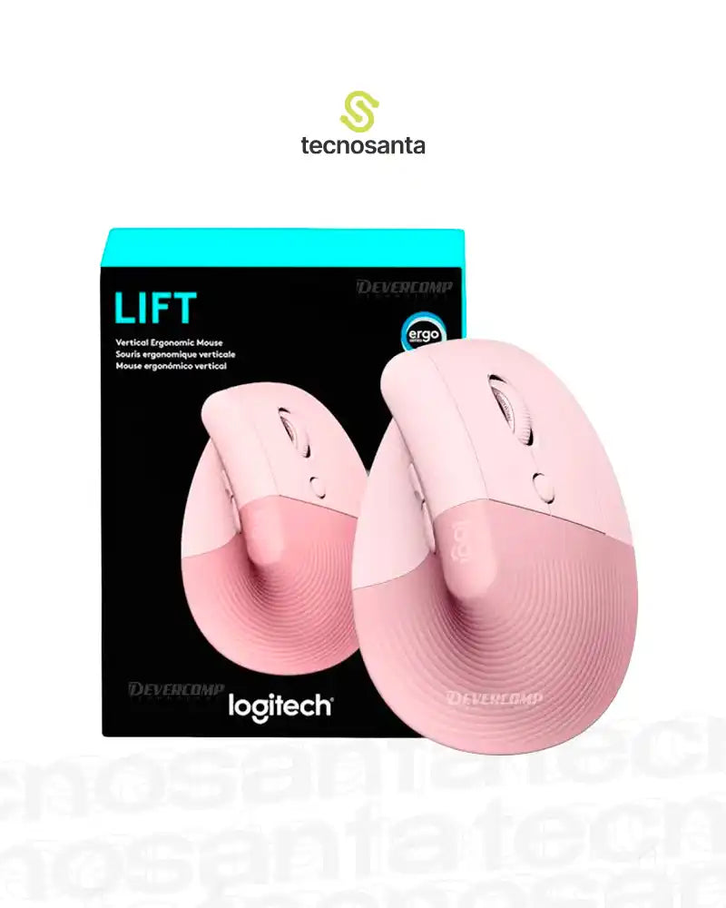 MOUSE LOGITECH LIFT VERTICAL - ERGONOMICO - INALAMBRICO - BLUETOOTH - 6 BOTONES - USB - ROSA