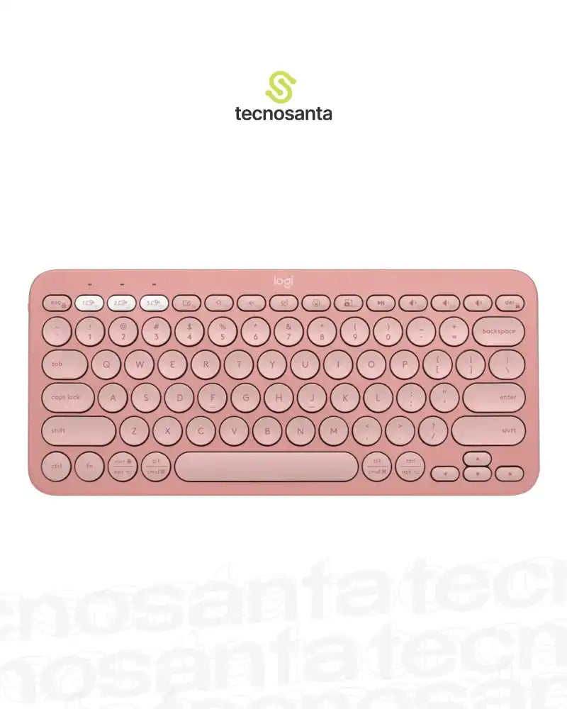 TECLADO LOGITECH PEBBLE KEYS 2 K380S - INALAMBRICO - BLUETOOTH - SILENCIOSO - TECLAS ESPECIALES Y PERSONALIZABLES - COMPACTO - ROSA