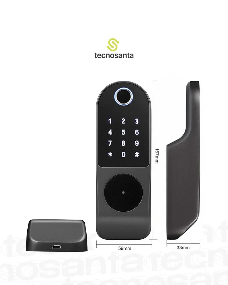 Cerradura Inteligente Electrónica con Huella, Tarjeta, Clave y Llave