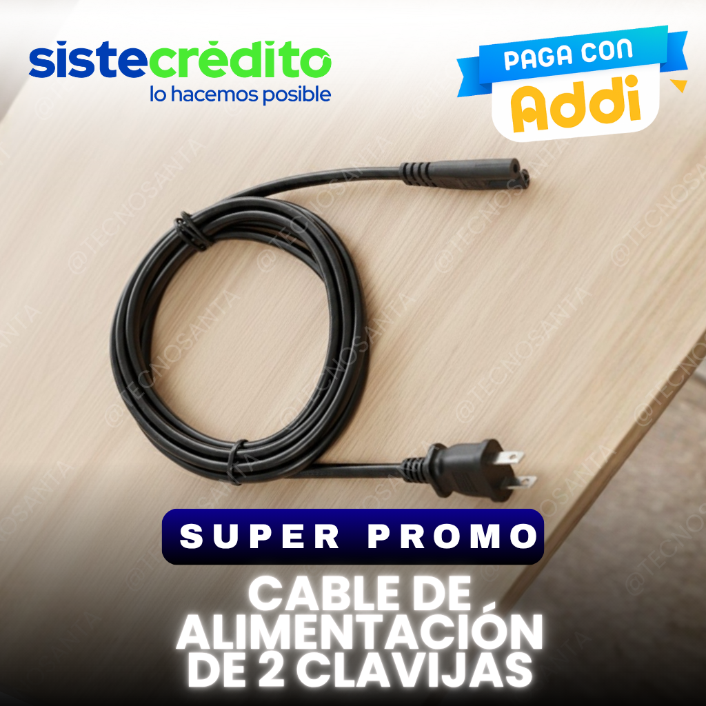 Cable de alimentación de 2 clavijas
