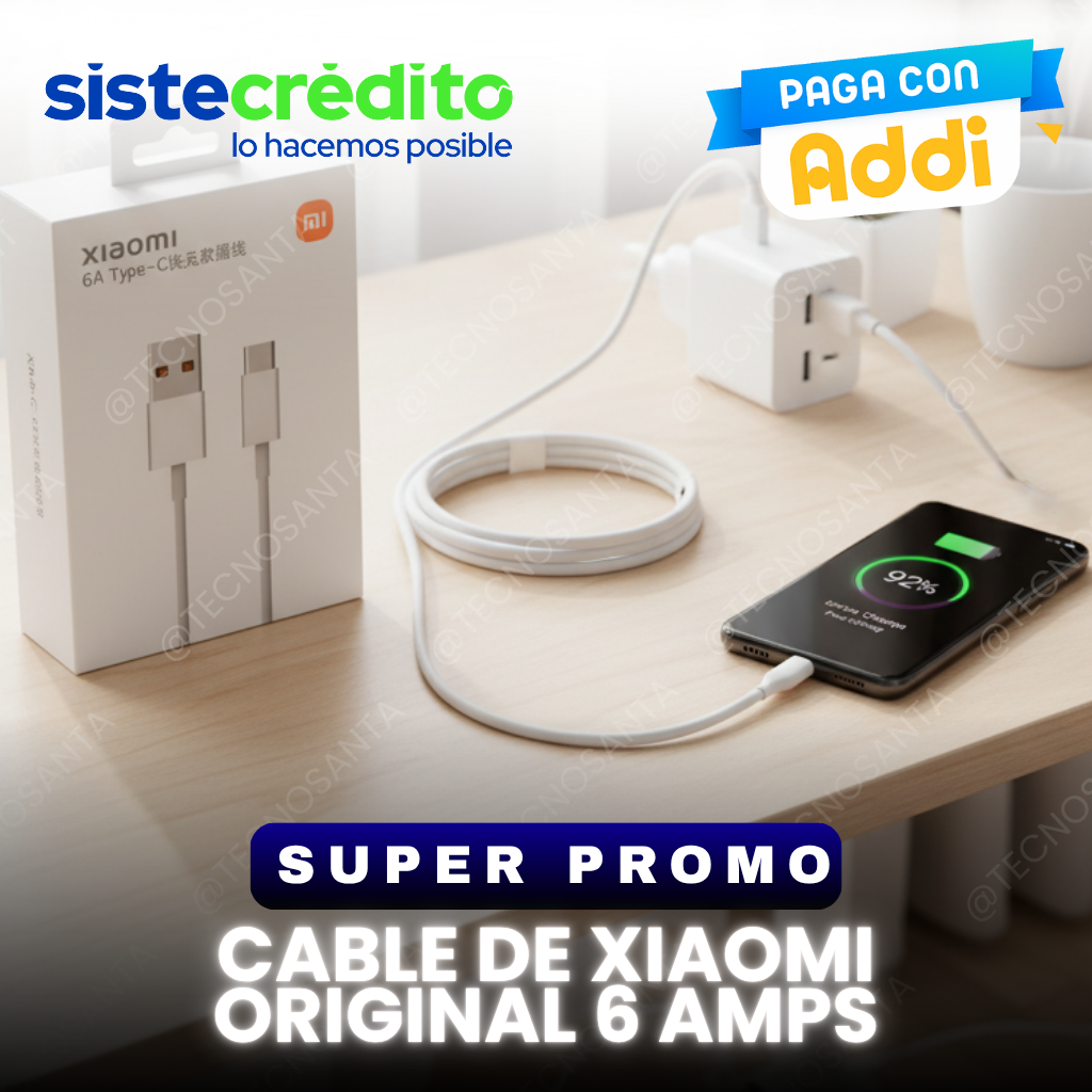 Cable De Xiaomi Original 6 Amps
