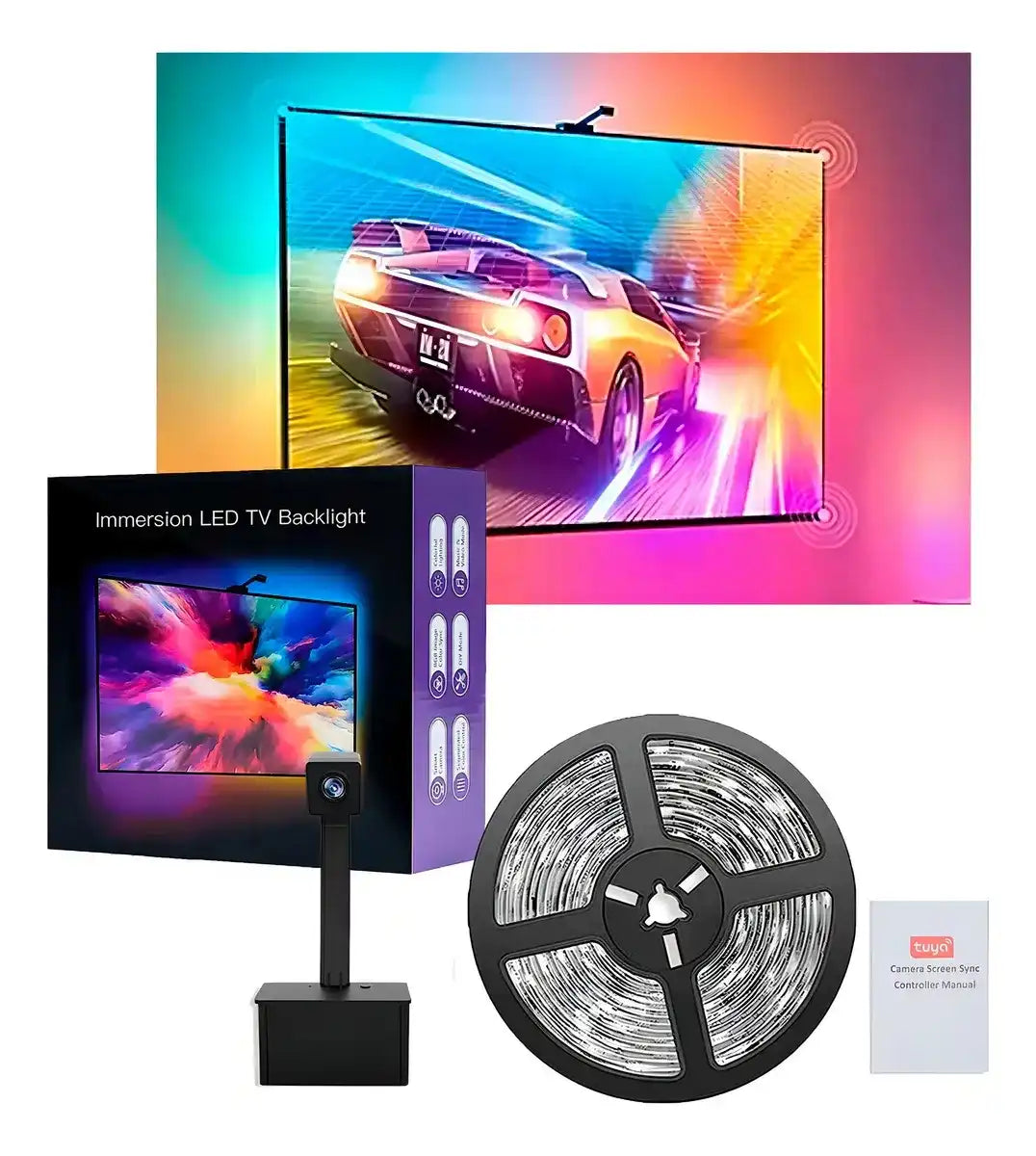 Cinta LED RGB de Inmersión para TV con Sincronización Tuya y Wi-Fi