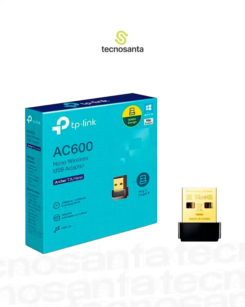 ADAPTADOR INALAMBRICO NANO USB TP-LINK ARCHER T2U NANO - AC600 - DOBLE BANDA