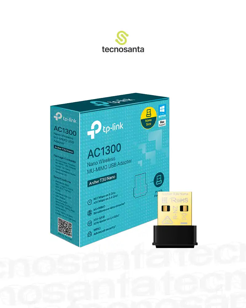ADAPTADOR INALAMBRICO NANO USB TP-LINK ARCHER T3U NANO - AC1300 - DOBLE BANDA - MU-MIMO