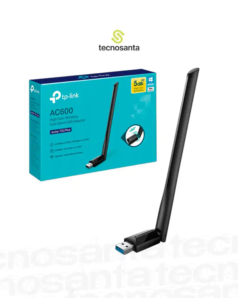 ADAPTADOR INALAMBRICO USB TP-LINK ARCHER T2U PLUS - AC600 - DOBLE BANDA - ANTENA MULTIDIRECCIONAL