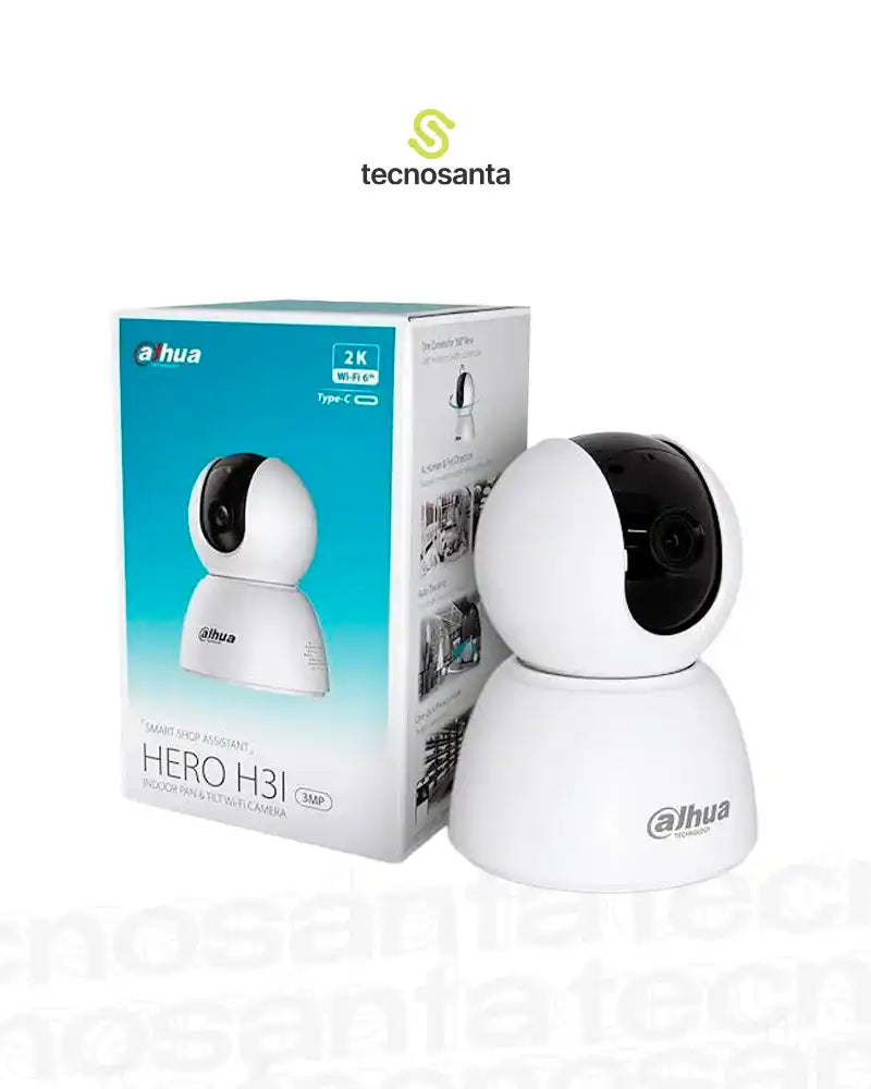 DAHUA DH-H3I - 3MP 2K - VISTA 360 - INCLUYE MICROFONO Y ALTAVOZ - ALMACENA HASTA 256GB EN MICRO SD - DETECCION AI HUMANA Y MASCOTAS - WIFI 6