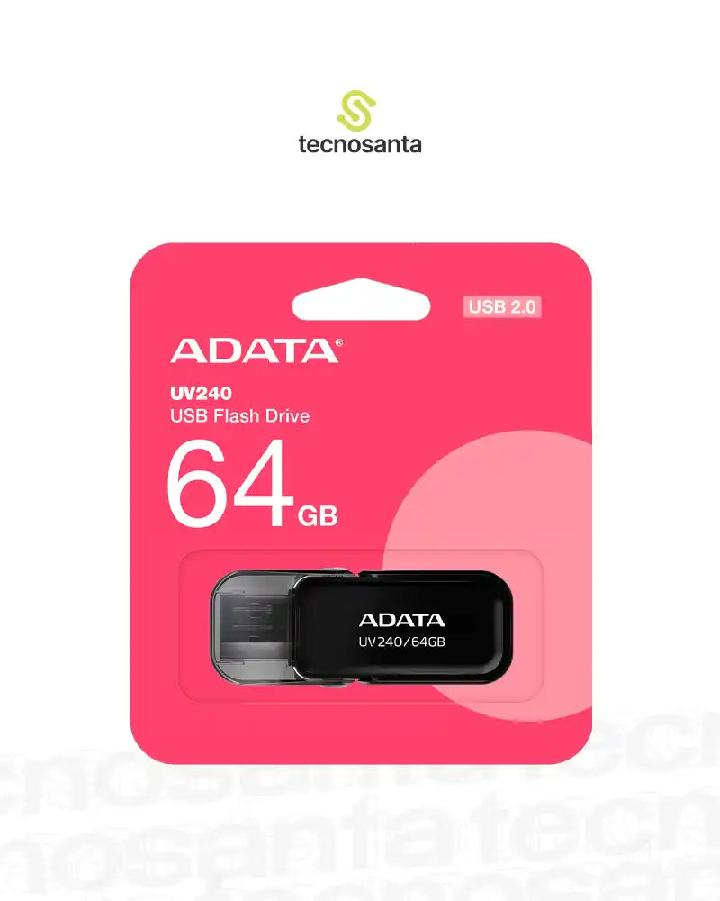MEMORIA USB ADATA UV240 2,0 - 64GB - NEGRA