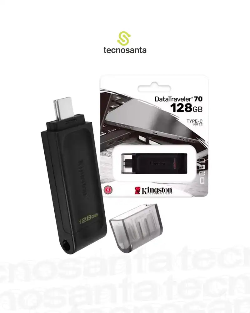 MEMORIA USB KINGSTON DATATRAVELER 3.2 DT70 - 128GB - USB TIPO C - NEGRA