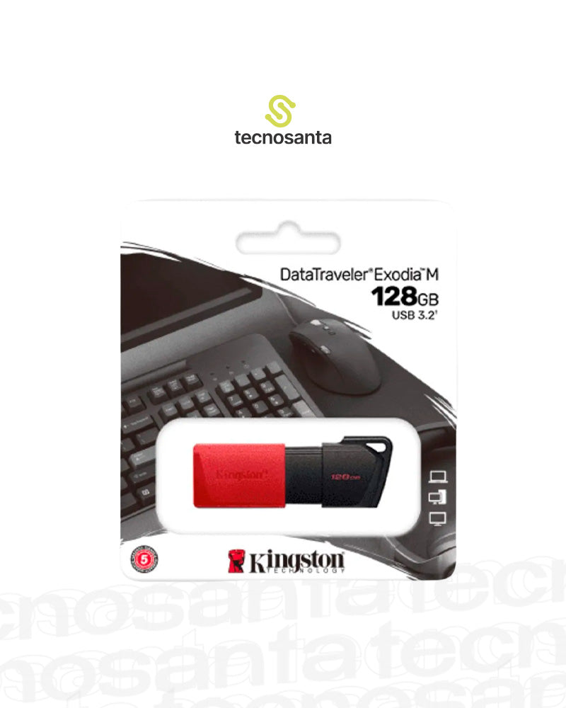MEMORIA USB KINGSTON DATATRAVELER 3.2 DTX EXODIA M- 128GB - NEGRA - RETRACTIL