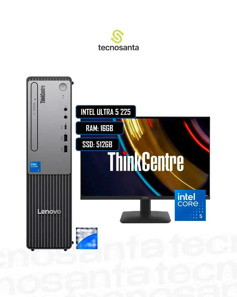 PC LENOVO SFF THINKCENTRE NEO 50S GEN 6 - INTEL CORE ULTRA 5 225 - 16GB DDR5 - 512GB SSD - RJ45 - FREEDOS + MONITOR 23,8 FHD E24-40