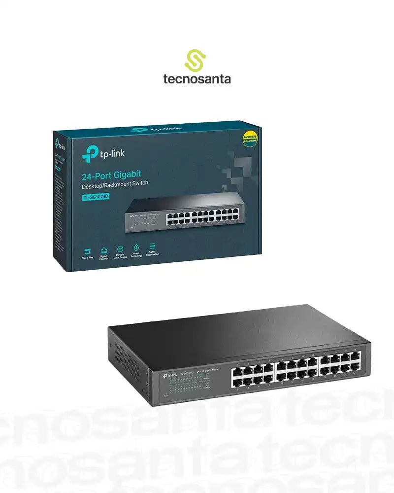 SWITCH TP-LINK 24 PUERTOS 10/100/1000 - TL-SG1024D - PARA ESCRITORIO Y MONTAJE EN RACK
