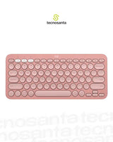 TECLADO LOGITECH PEBBLE KEYS 2 K380S - INALAMBRICO - BLUETOOTH - SILENCIOSO - TECLAS ESPECIALES Y PERSONALIZABLES - COMPACTO - ROSA