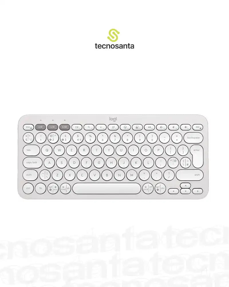 TECLADO LOGITECH PEBBLE KEYS 2 K380S - INALAMBRICO - BLUETOOTH - SILENCIOSO - TECLAS ESPECIALES Y PERSONALIZABLES - COMPACTO - BLANCO