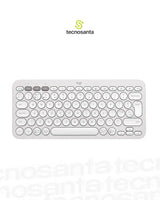 TECLADO LOGITECH PEBBLE KEYS 2 K380S - INALAMBRICO - BLUETOOTH - SILENCIOSO - TECLAS ESPECIALES Y PERSONALIZABLES - COMPACTO - BLANCO