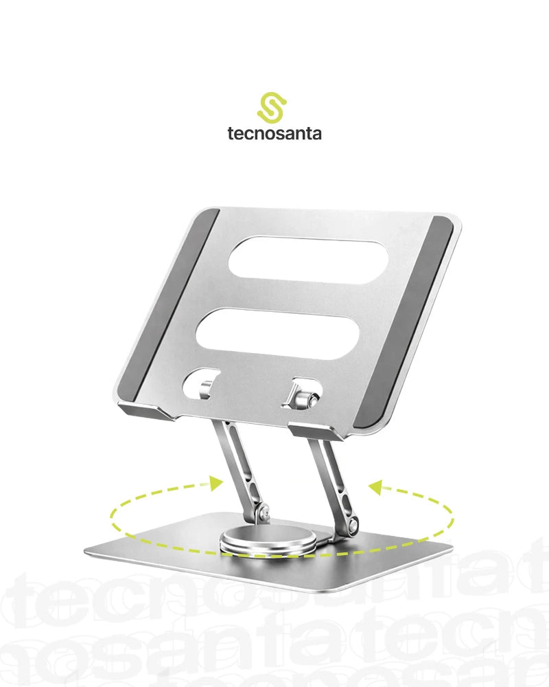 Soporte Giratorio 360° Portátil Laptop Tablet Aluminio Altura Ajustable Ergonómico Y Plegable