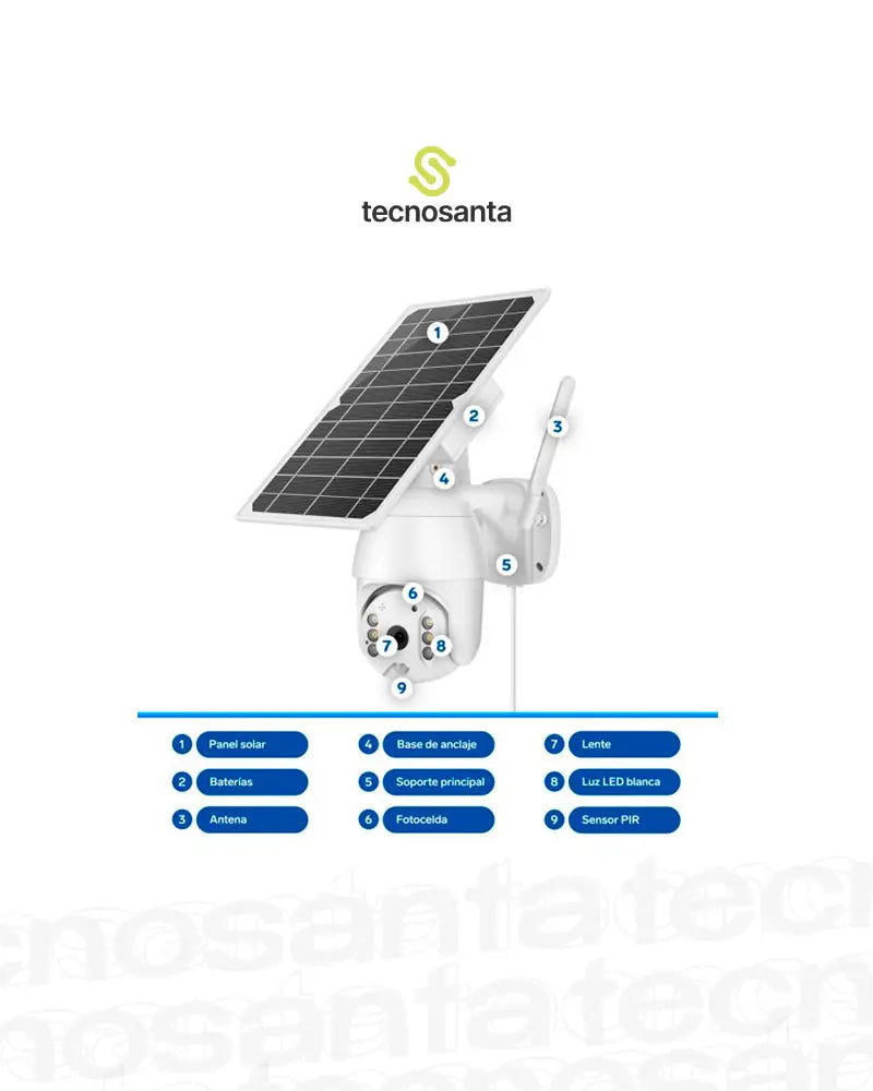 Cámara de seguridad 4G 2 Mpx robotizada con panel solar para exterior