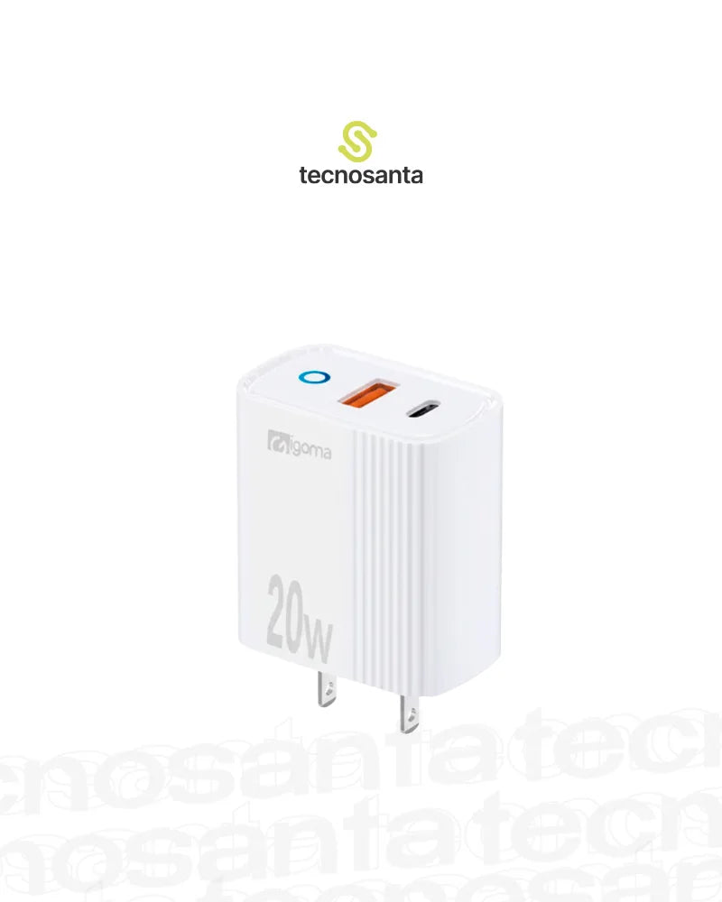 Cargador igoma carga rapida 20 watts tipo c