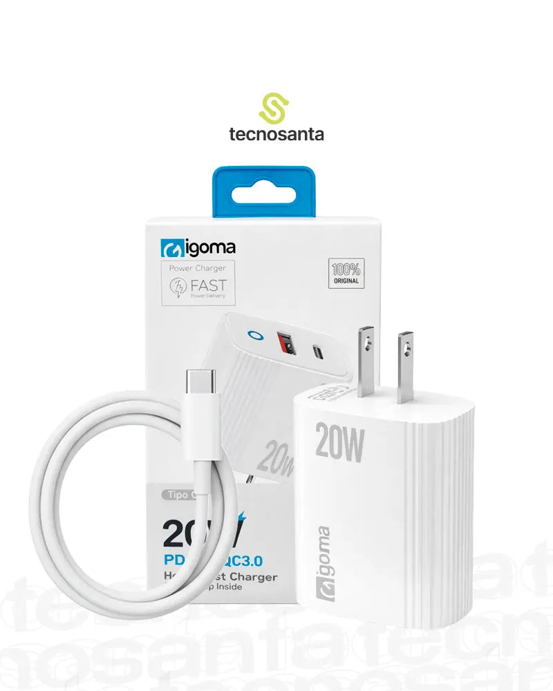 Cargador igoma carga rapida 20 watts tipo c