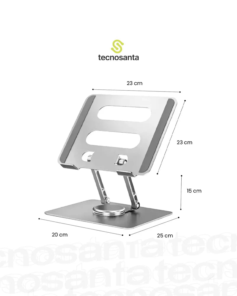 Soporte Giratorio 360° Portátil Laptop Tablet Aluminio Altura Ajustable Ergonómico Y Plegable