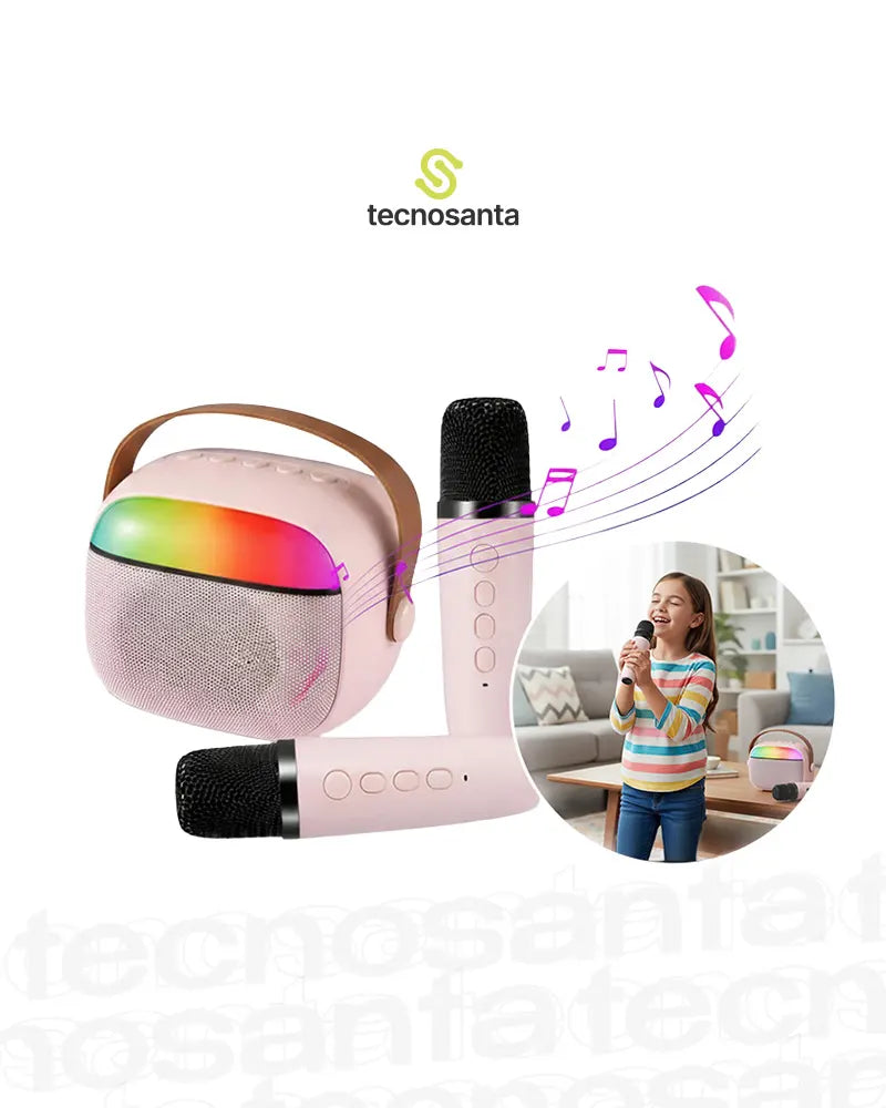 Parlante Karaoke Bluetooth Infantil con Micrófonos